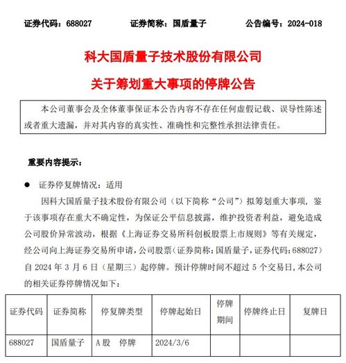 籌劃重大事項，科大國盾量子發布停牌公告，引領量子計算技術服務新篇章